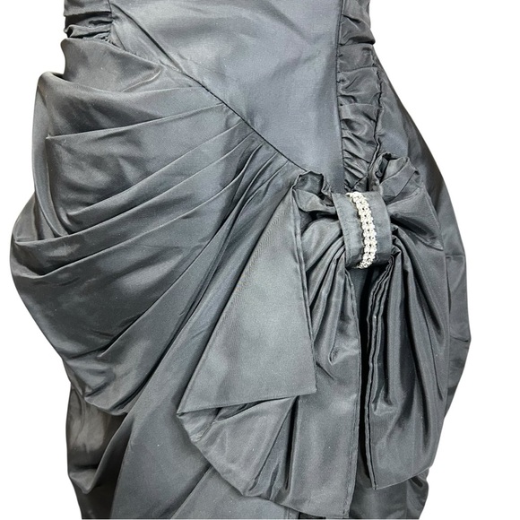 Y2K Steppin Out Taffeta Dress 7 Cocktail Wiggle Formal Retro Club Rhinestones - Picture 8 of 13